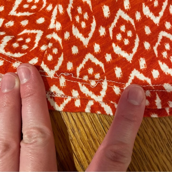 ANTHROPOLOGIE AKEMI KIN Ikat Split Neck Top Orange / Red Aztec Embroidered Boho - Picture 15 of 16